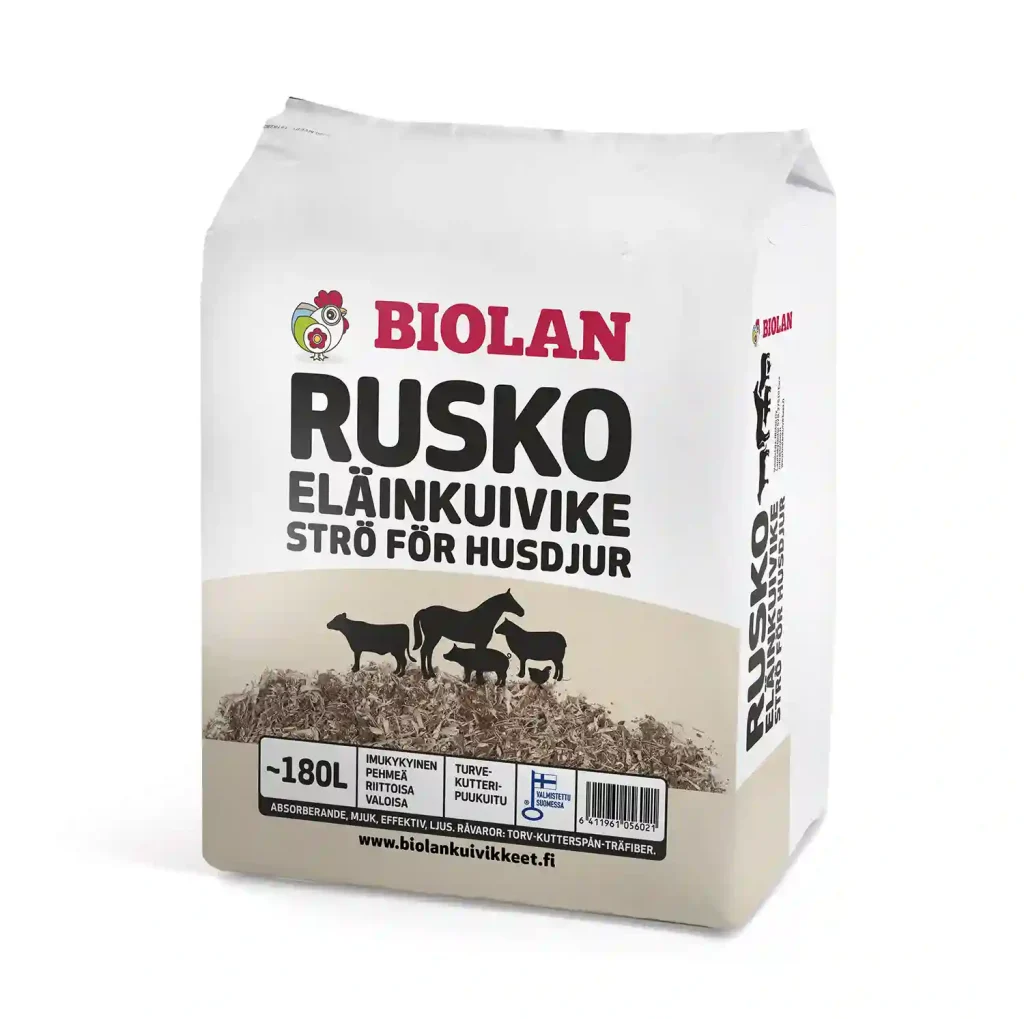 Biolan Rusko eläinkuivikepaali edestä kuvattuna